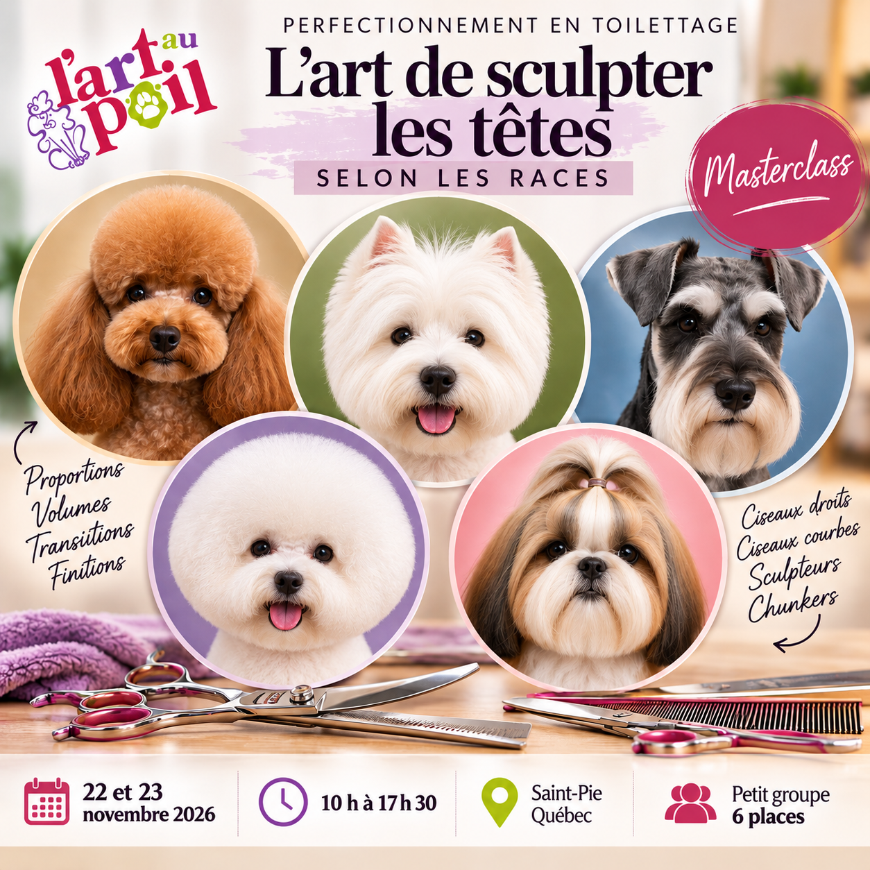 Perfectionnement en toilettage : l’art de sculpter les têtes selon les races